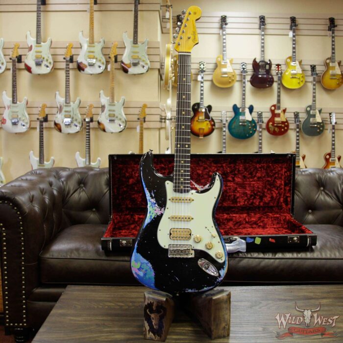 Fender Custom Shop Black Lightning 2.0 Stratocaster Heavy Relic HSS 21 Frets Rosewood Board Blue Flower - Image 10