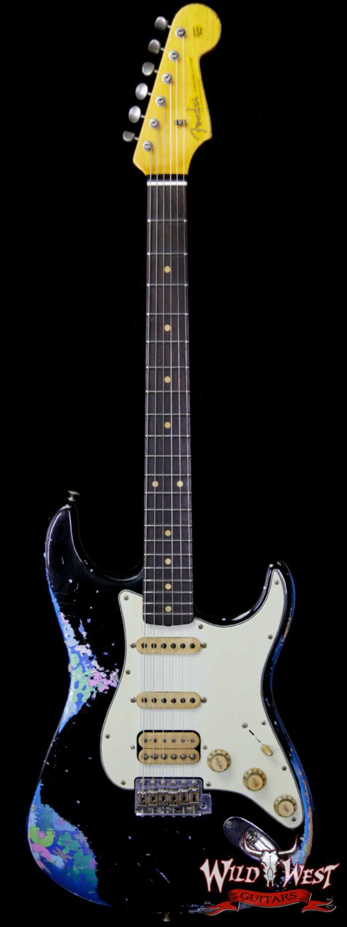 Fender Custom Shop Black Lightning 2.0 Stratocaster Heavy Relic HSS 21 Frets Rosewood Board Blue Flower - Image 1