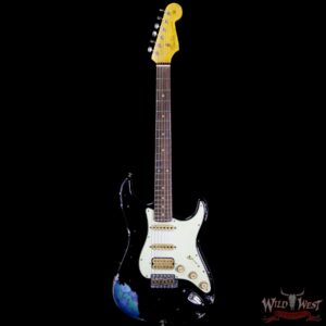 Fender Custom Shop Black Lightning 2.0 Stratocaster Heavy Relic HSS 22 Frets Rosewood Board Blue Flower - Image 5