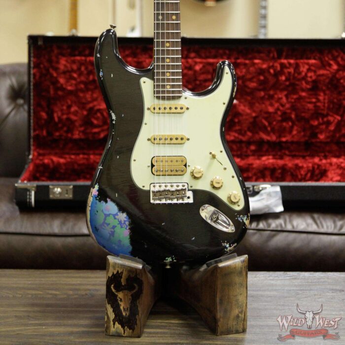 Fender Custom Shop Black Lightning 2.0 Stratocaster Heavy Relic HSS 22 Frets Rosewood Board Blue Flower - Image 12