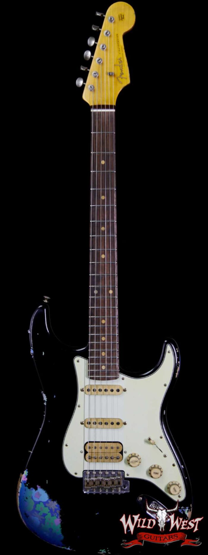 Fender Custom Shop Black Lightning 2.0 Stratocaster Heavy Relic HSS 22 Frets Rosewood Board Blue Flower - Image 1
