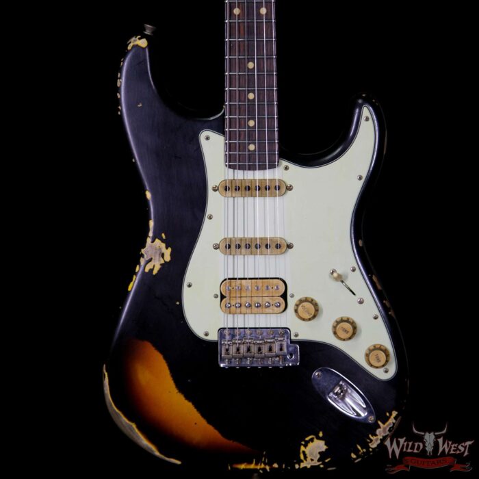Fender Custom Shop Black Lightning 2.0 Stratocaster Heavy Relic HSS 22 Frets Rosewood Board 3 Tone Sunburst - Image 3