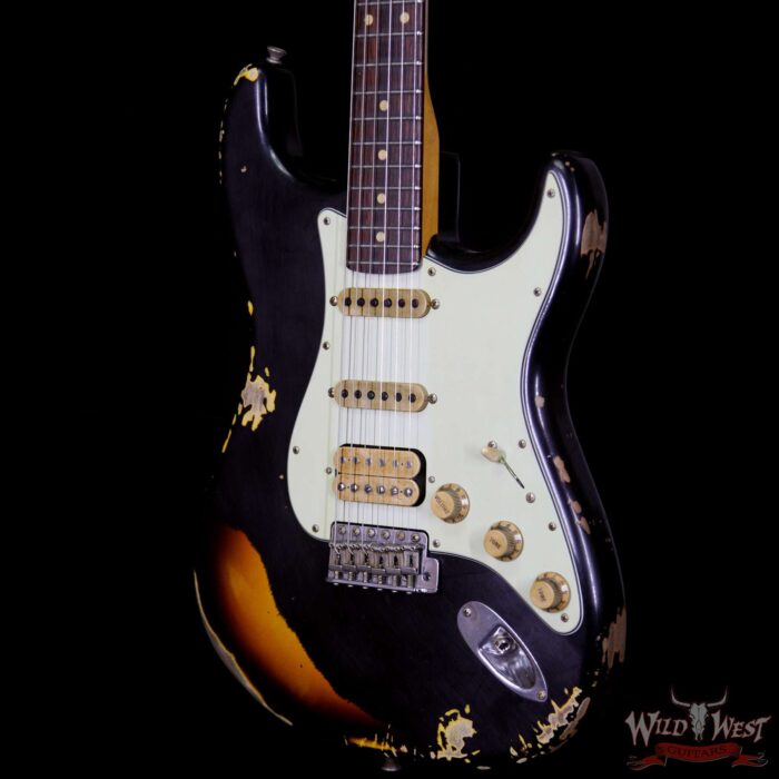 Fender Custom Shop Black Lightning 2.0 Stratocaster Heavy Relic HSS 22 Frets Rosewood Board 3 Tone Sunburst - Image 2
