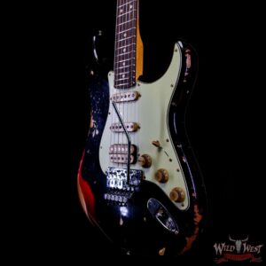 Fender Custom Shop Wild West Black Lightning Stratocaster HSS Floyd Rose 22 Frets Rosewood Fingerboard Heavy Relic Candy Apple Red 8.00 LBS - Image 2