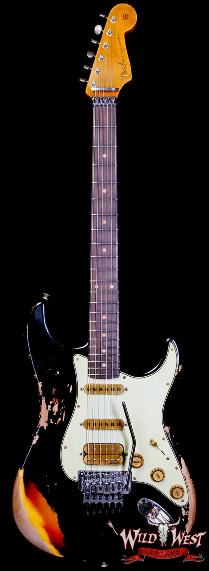 Fender Custom Shop Wild West Black Lightning Stratocaster HSS Floyd Rose Rosewood Fingerboard 22 Frets Heavy Relic 3 Tone Sunburst 8.00 LBS - Image 1