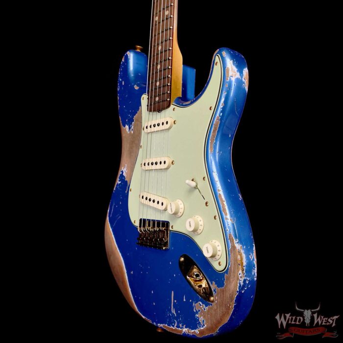 Fender Custom Shop Wild West Guitars 25th Anniversary 1960 Stratocaster Hardtail Madagascar Rosewood Fretboard Heavy Relic Lake Placid Blue 7.15 lbs - Image 2