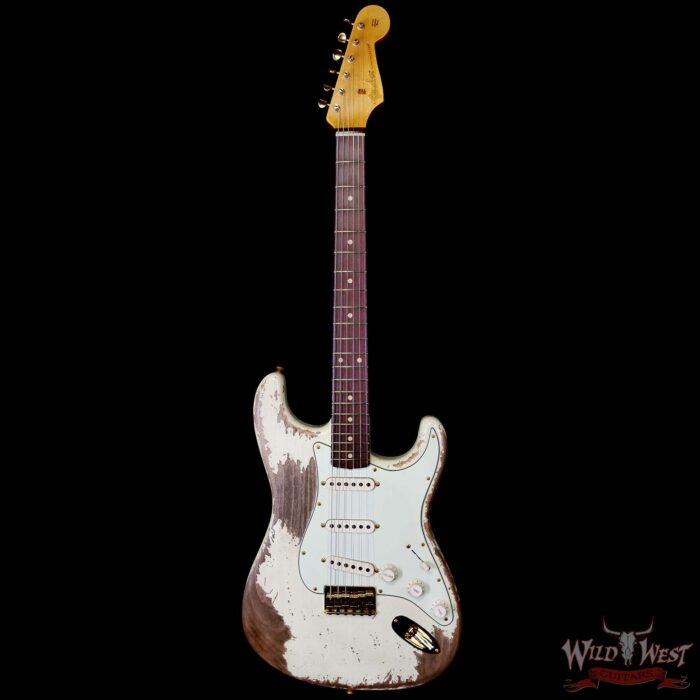 Fender Custom Shop Wild West Guitars 25th Anniversary 1960 Stratocaster Hardtail Madagascar Rosewood Fretboard Heavy Relic Vinatge White 7.15 LBS - Image 3