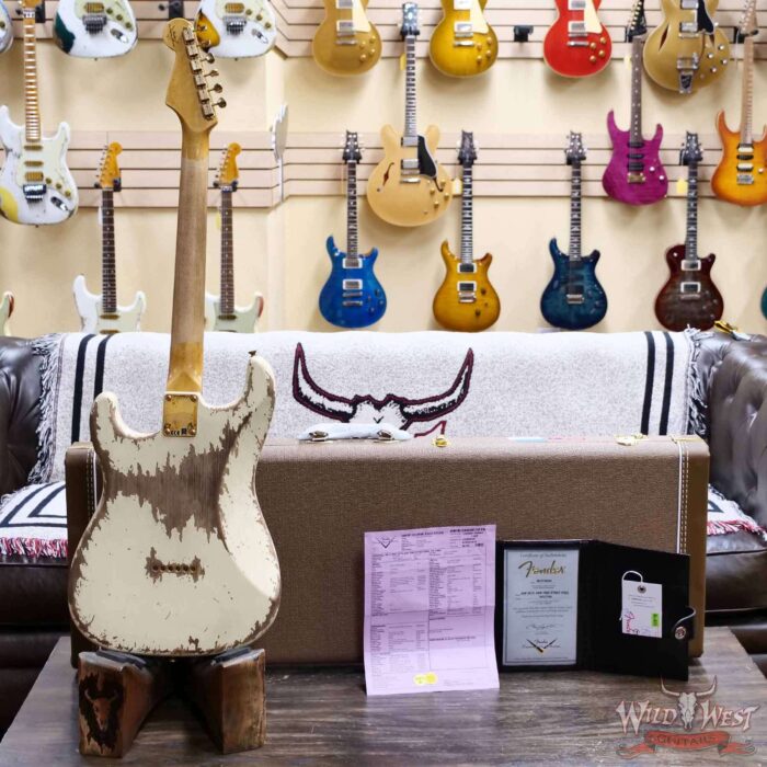 Fender Custom Shop Wild West Guitars 25th Anniversary 1960 Stratocaster Hardtail Madagascar Rosewood Fretboard Heavy Relic Vinatge White 7.15 LBS - Image 14