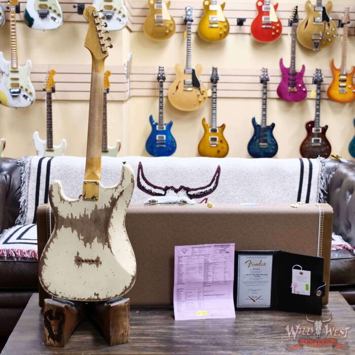 Fender Custom Shop Wild West Guitars 25th Anniversary 1960 Stratocaster Hardtail Madagascar Rosewood Fretboard Heavy Relic Vinatge White 7.15 LBS - Image 12