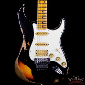 Fender Custom Shop Wild West Exclusive Black Lightning Stratocaster Floyd Rose Heavy Relic HSS 3 Tone Sunburst - Image 3