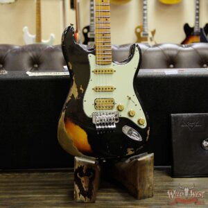 Fender Custom Shop Wild West Exclusive Black Lightning Stratocaster Floyd Rose Heavy Relic HSS 3 Tone Sunburst - Image 10