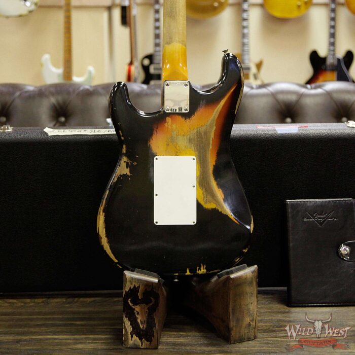 Fender Custom Shop Wild West Exclusive Black Lightning Stratocaster Floyd Rose Heavy Relic HSS 3 Tone Sunburst - Image 14