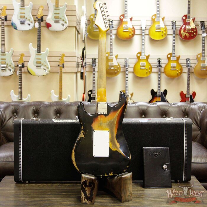 Fender Custom Shop Wild West Exclusive Black Lightning Stratocaster Floyd Rose Heavy Relic HSS 3 Tone Sunburst - Image 15