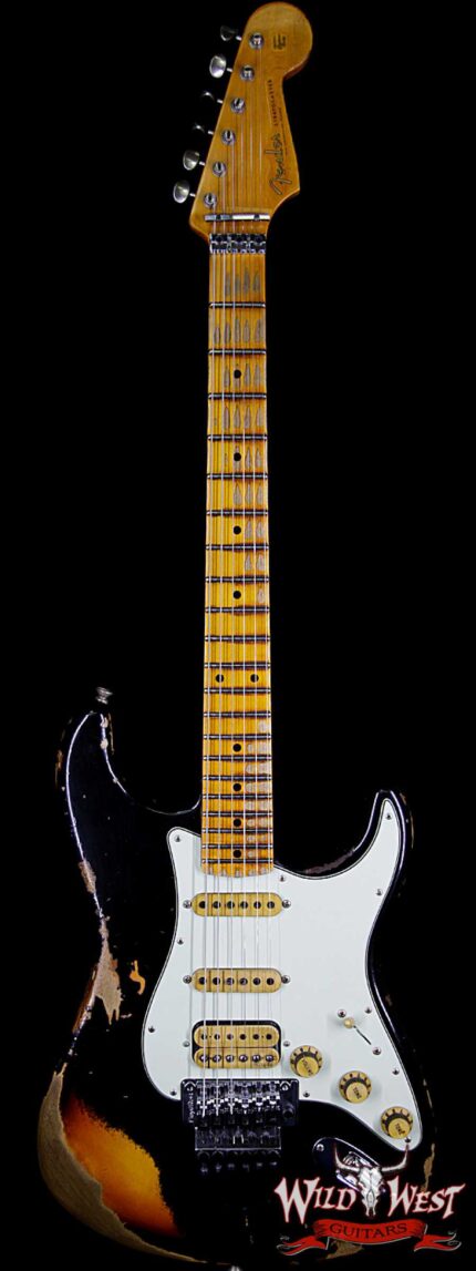 Fender Custom Shop Wild West Exclusive Black Lightning Stratocaster Floyd Rose Heavy Relic HSS 3 Tone Sunburst