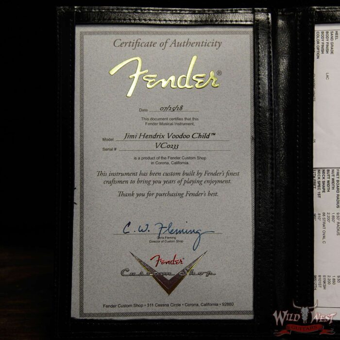 Fender Custom Shop Jimi Hendrix Voodoo Child Signature Stratocaster Journeyman Relic Olympic White VC0233 - Image 15