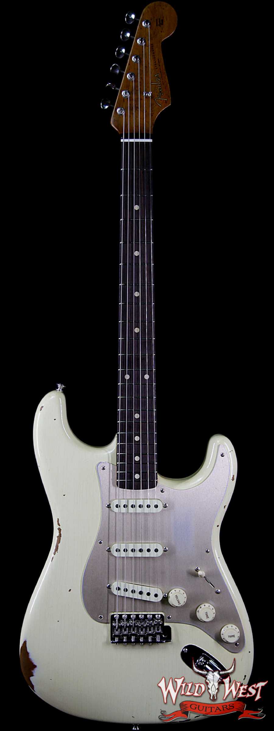 fender-cz540160-main__wwg_large.jpg Fender Custom Shop Roasted 1960 Stratocaster Relic AAA Birdseye Maple Neck 3A Rosewood Slab Board Aged Vintage White - Image 1