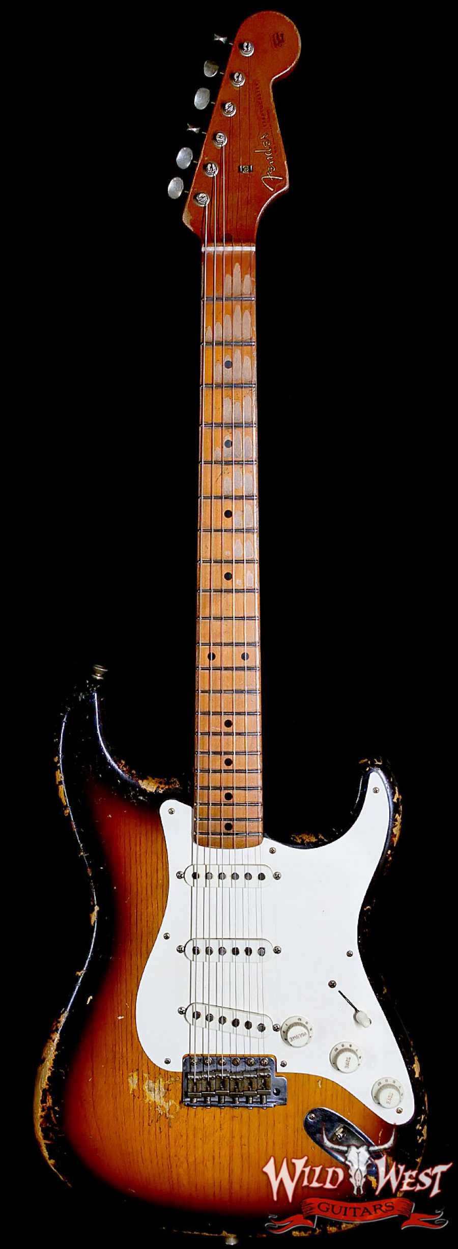 fender-dw-main__wwg_large.jpg Fender Custom Shop Dale Wilson Masterbuilt 1955 Stratocaster Hand-Wound Pickups Relic 2 Tone Sunburst 6.70 LBS - Image 1