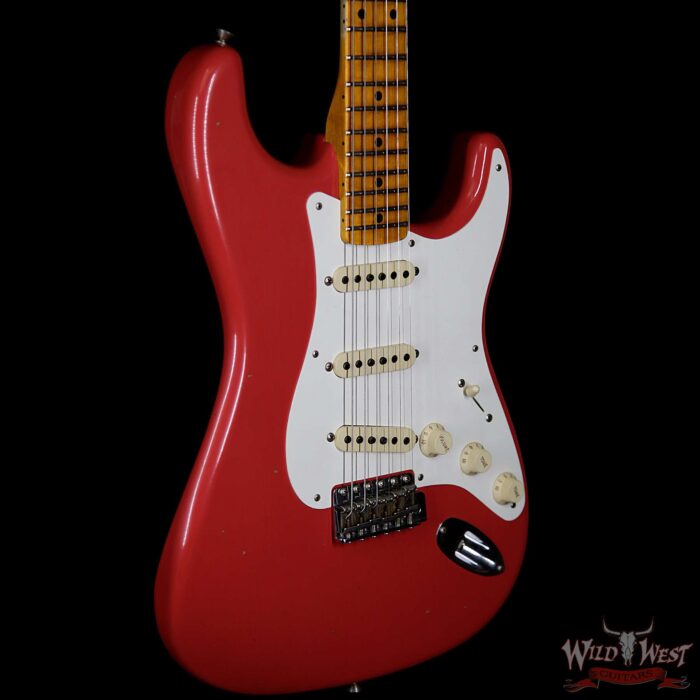 Fender Custom Shop 1957 Stratocaster Maple Neck Journeyman Relic with Dirty Neck Fiesta Red - Image 4