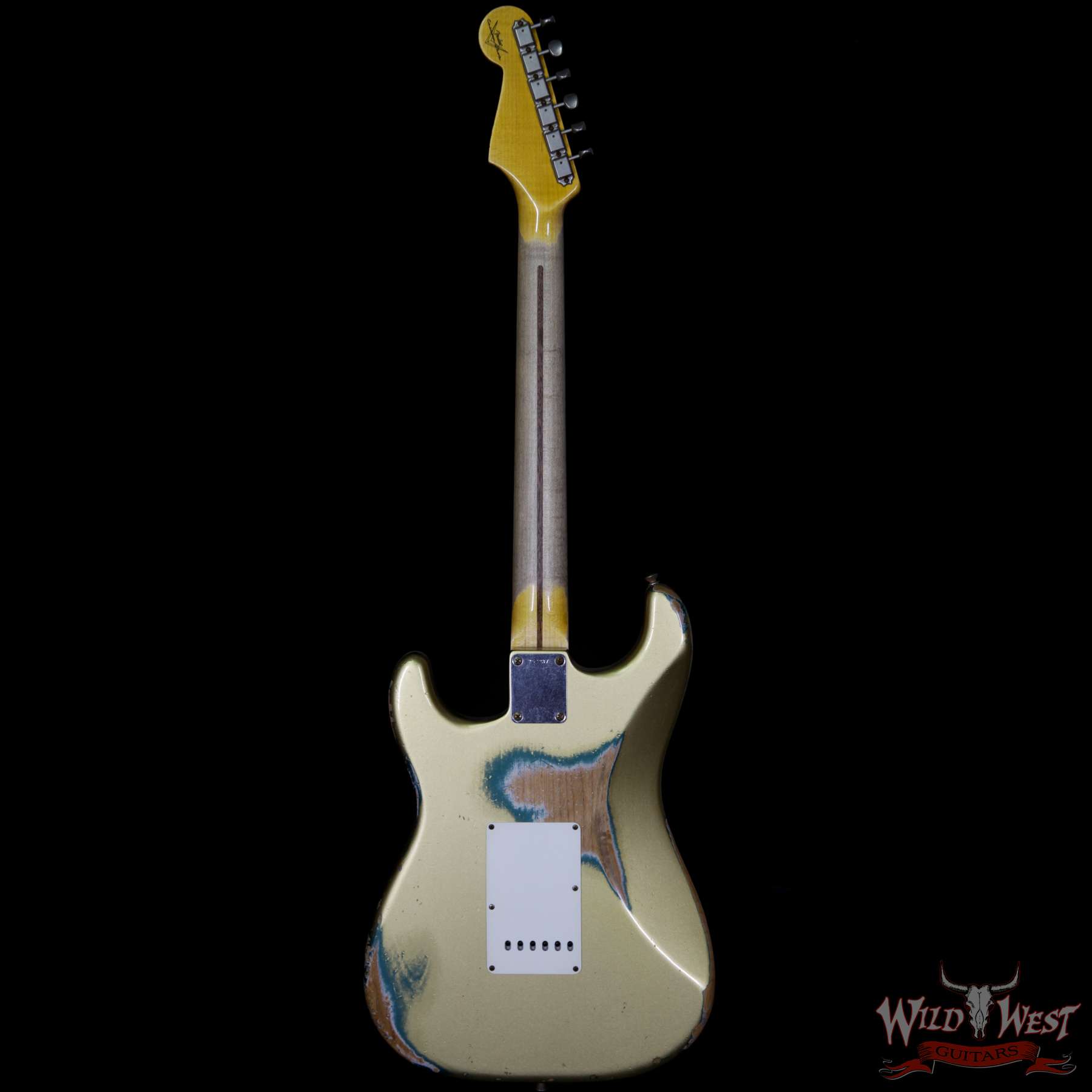 fender-gold-bb__wwg.jpg Fender Custom Shop 1960 Stratocaster HSS Heavy Relic HLE Gold over Sherwood Green Metallic - Image 6