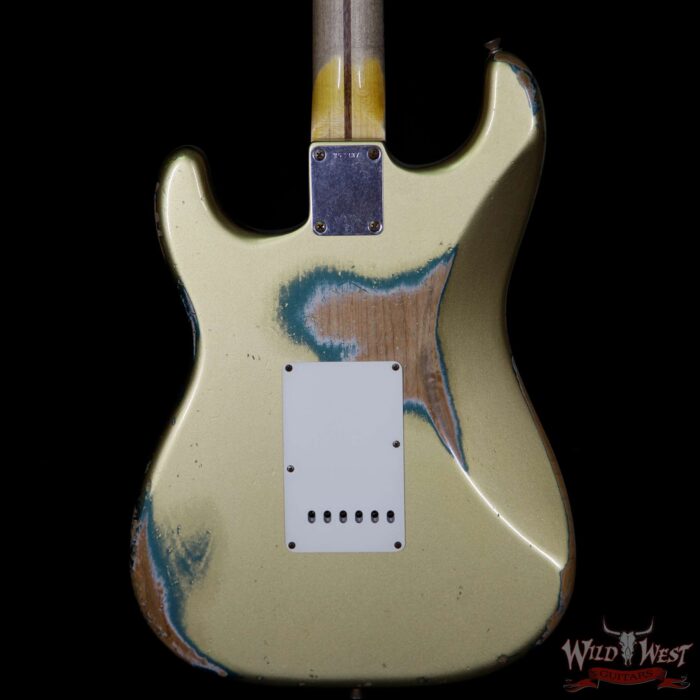 Fender Custom Shop 1960 Stratocaster HSS Heavy Relic HLE Gold over Sherwood Green Metallic - Image 7
