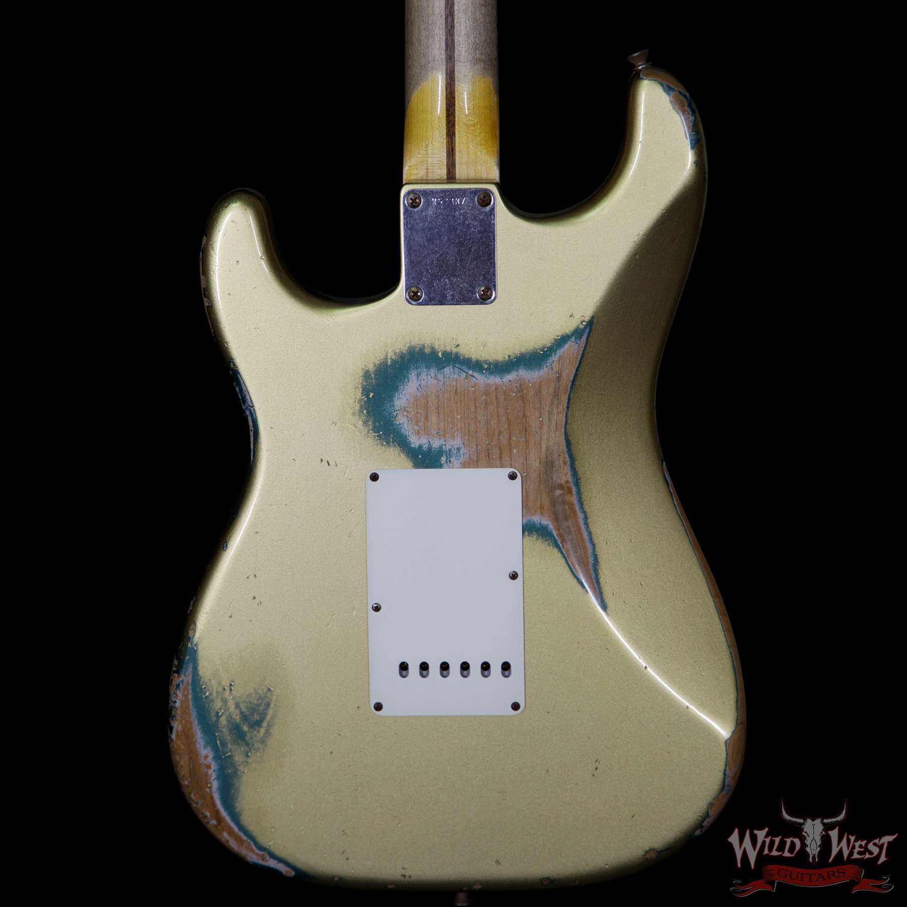 fender-gold-bbb__wwg.jpg Fender Custom Shop 1960 Stratocaster HSS Heavy Relic HLE Gold over Sherwood Green Metallic - Image 7