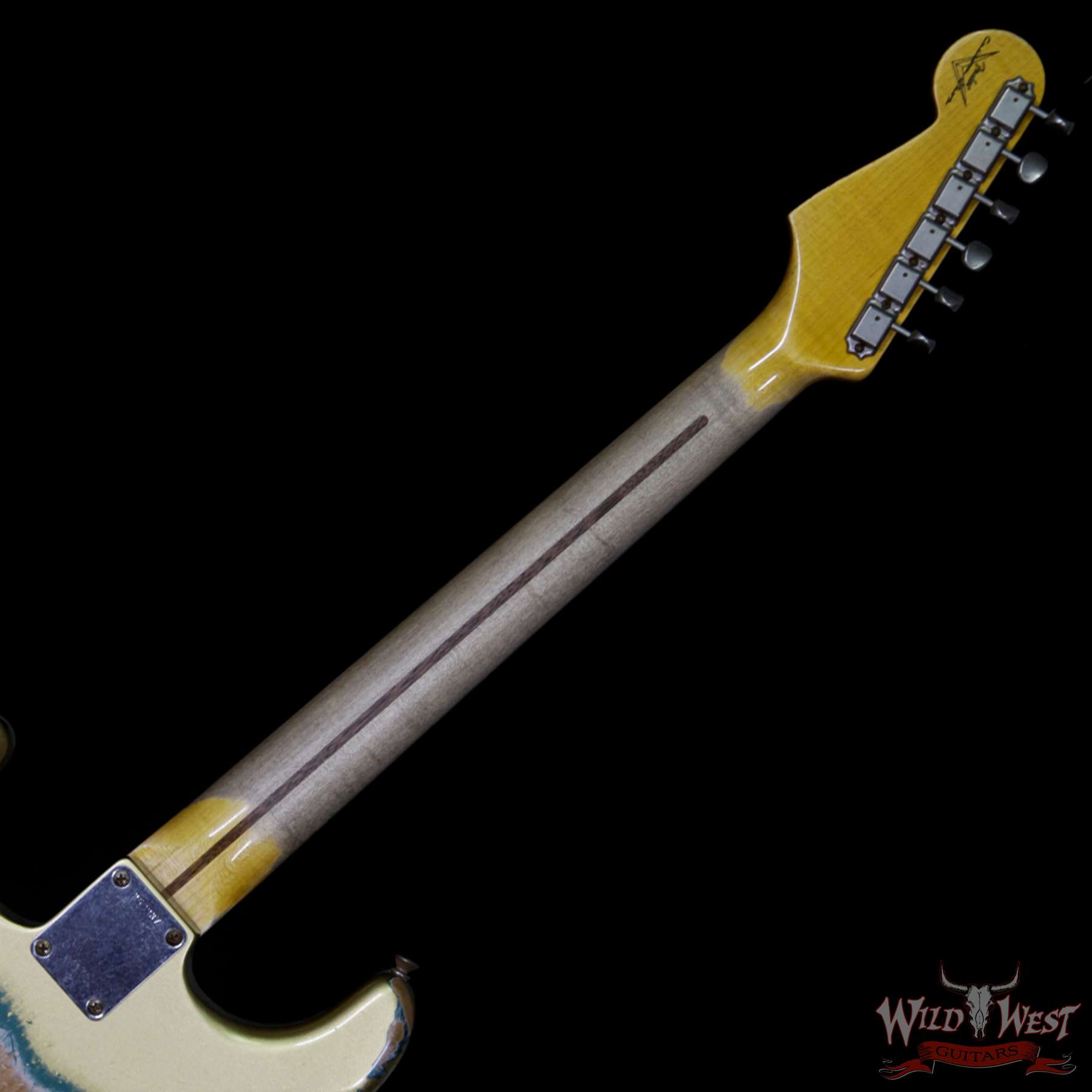 fender-gold-bnb__wwg.jpg Fender Custom Shop 1960 Stratocaster HSS Heavy Relic HLE Gold over Sherwood Green Metallic - Image 11