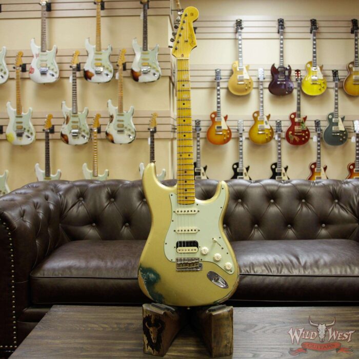 Fender Custom Shop 1960 Stratocaster HSS Heavy Relic HLE Gold over Sherwood Green Metallic - Image 12