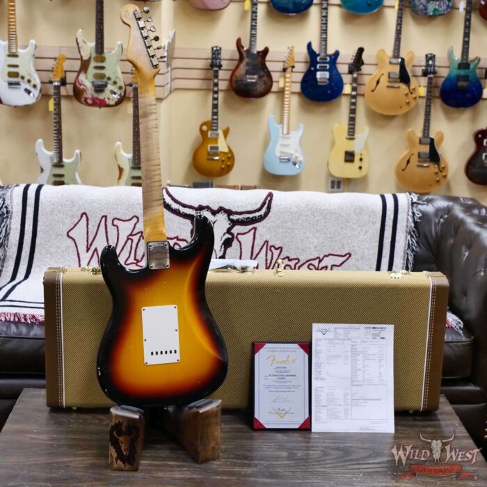 Fender Custom Shop Kyle McMillin Masterbuilt 1959 Trans Stratocaster AAA Flame Maple Neck Journeyman Relic 3 Tone Sunburst 7.30 LBS - Image 13