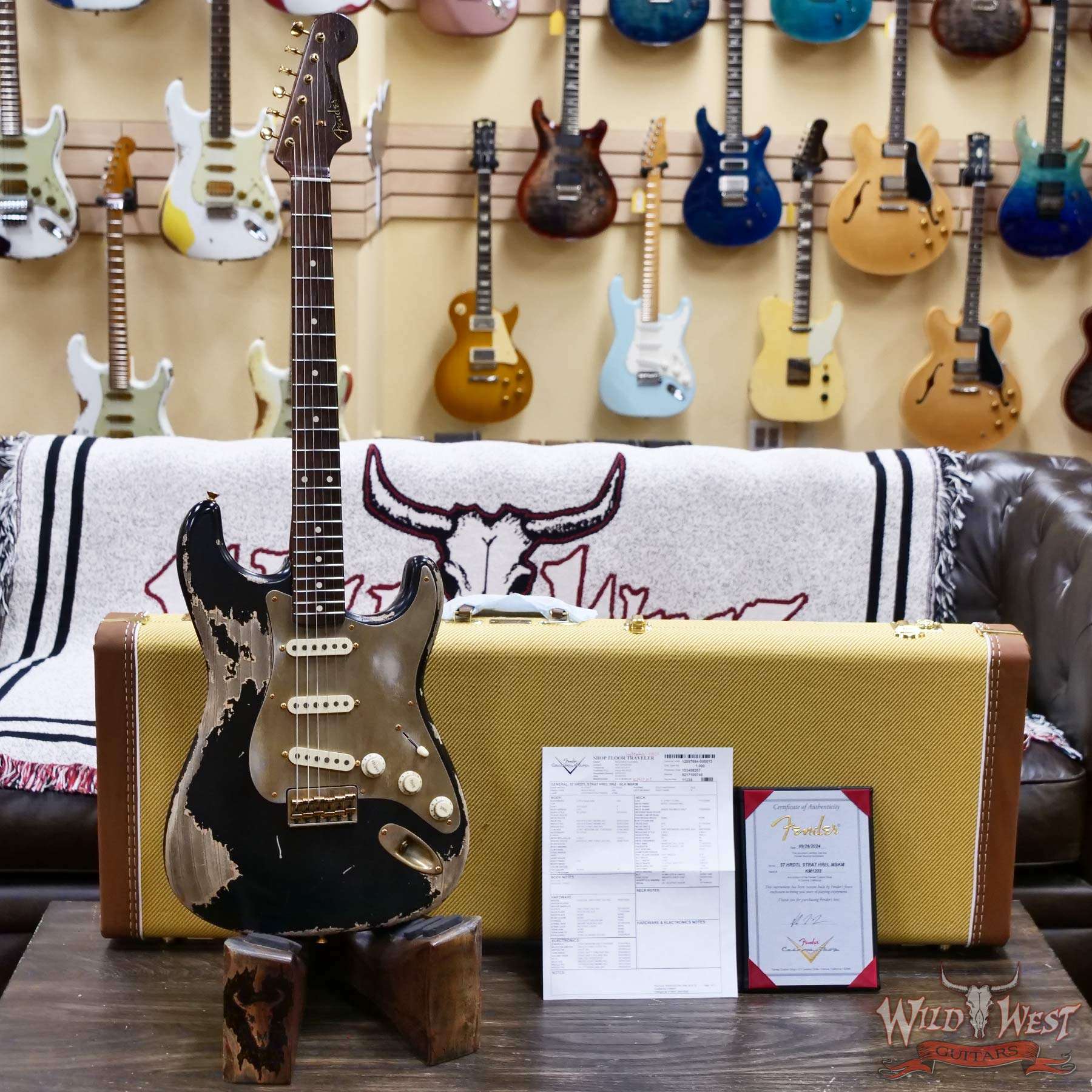 fender-km1202-d5__wwg.jpg Fender Custom Shop Kyle McMillin Masterbuilt 1957 Stratocaster Hardtail Brazilian Rosewood Neck Heavy Relic Black 6.90 LBS (US Only / No International Shipping) - Image 6