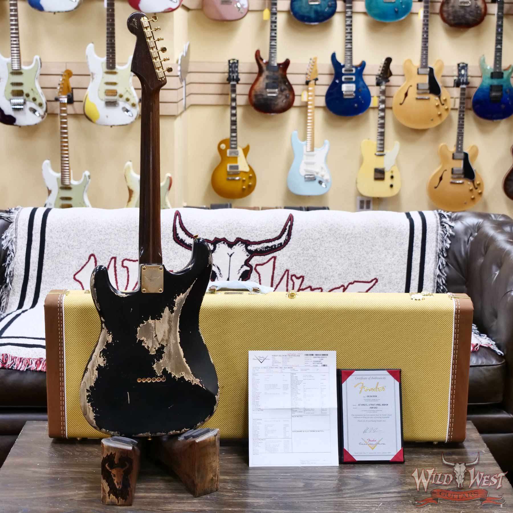 fender-km1202-d9__wwg.jpg Fender Custom Shop Kyle McMillin Masterbuilt 1957 Stratocaster Hardtail Brazilian Rosewood Neck Heavy Relic Black 6.90 LBS (US Only / No International Shipping) - Image 12