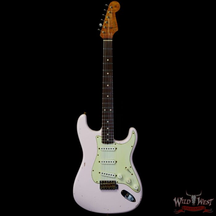 Fender Custom Shop Dennis Galuszka Masterbuilt Roasted 1959 Stratocaster Brazilian Rosewood Slab Board Hand-Wound PUs Journeyman Relic Aged Shell Pink - Image 3