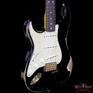 Fender Custom Shop Masterbuilt John Cruz Left Handed 1962 Stratocaster Heavy Relic Black over Sonic Blue - Image 4