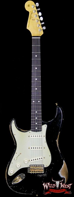 Fender Custom Shop Masterbuilt John Cruz Left Handed 1962 Stratocaster Heavy Relic Black over Sonic Blue