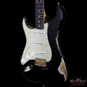 Fender Custom Shop Masterbuilt John Cruz Left Handed 1962 Stratocaster Heavy Relic Black over Sonic Blue - Image 2