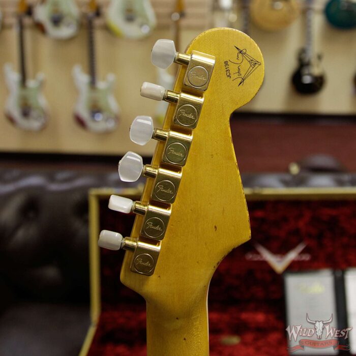 Fender Custom Shop Masterbuilt John Cruz Left Handed 1962 Stratocaster Heavy Relic Black over Sonic Blue - Image 10