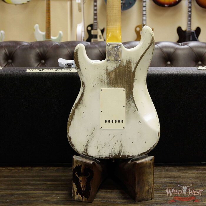 Fender Custom Shop Jason Smith Masterbuilt 1969 Stratocaster Heavy Relic Reverse Head Rosewood Board Olympic White - Image 15
