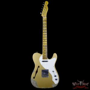 Fender Custom Shop NAMM Ltd 50’s Telecaster Thinline Heavy Relic Aztec Gold over Gold Sparkle - Image 5