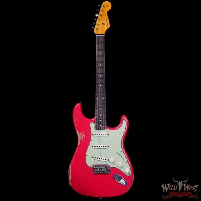 Fender Custom Shop 1962 Stratocaster Hand-Wound Pickups AAA Dark Rosewood Slab Board Relic Fiesta Red 7.70 LBS - Image 3