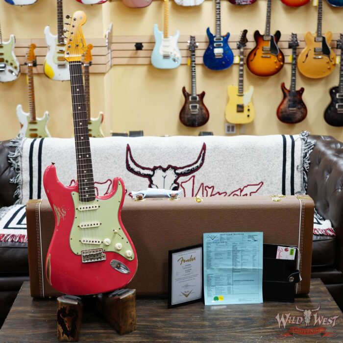 Fender Custom Shop 1962 Stratocaster Hand-Wound Pickups AAA Dark Rosewood Slab Board Relic Fiesta Red 7.70 LBS - Image 7