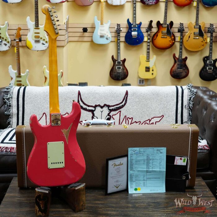 Fender Custom Shop 1962 Stratocaster Hand-Wound Pickups AAA Dark Rosewood Slab Board Relic Fiesta Red 7.70 LBS - Image 10