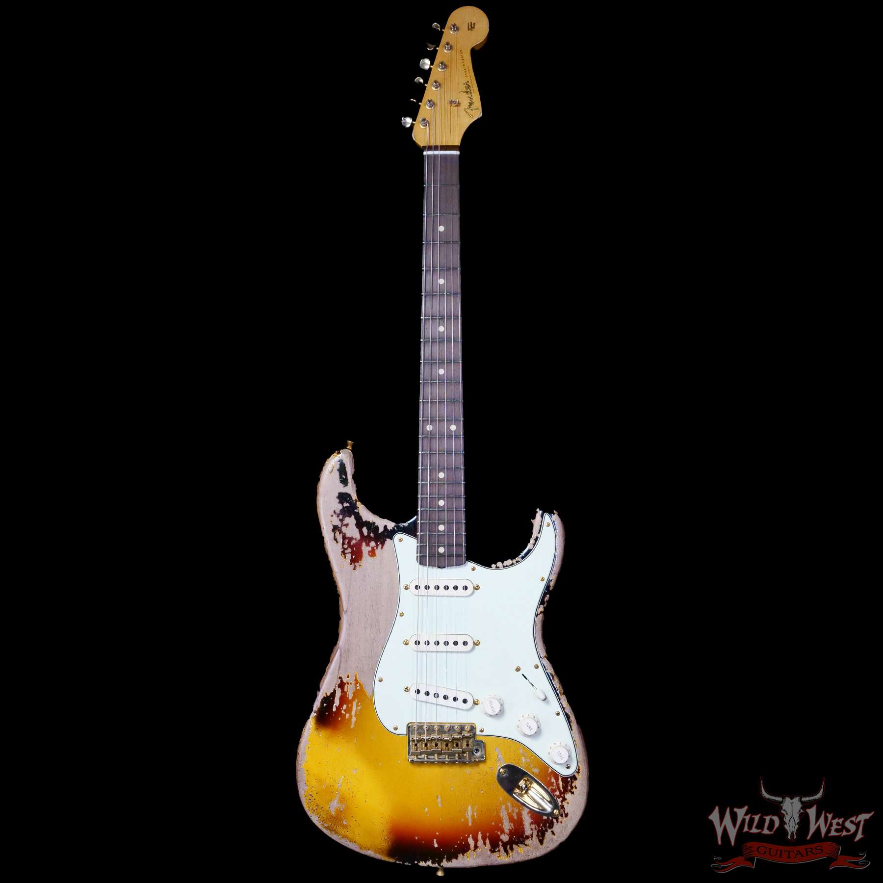 fender-r127978-c1__wwg.jpg Fender Custom Shop Wild West Guitars 25th Anniversary 1960 Stratocaster Madagascar Rosewood Fretboard Heavy Relic 3 Tone Sunburst 7.65 LBS - Image 3
