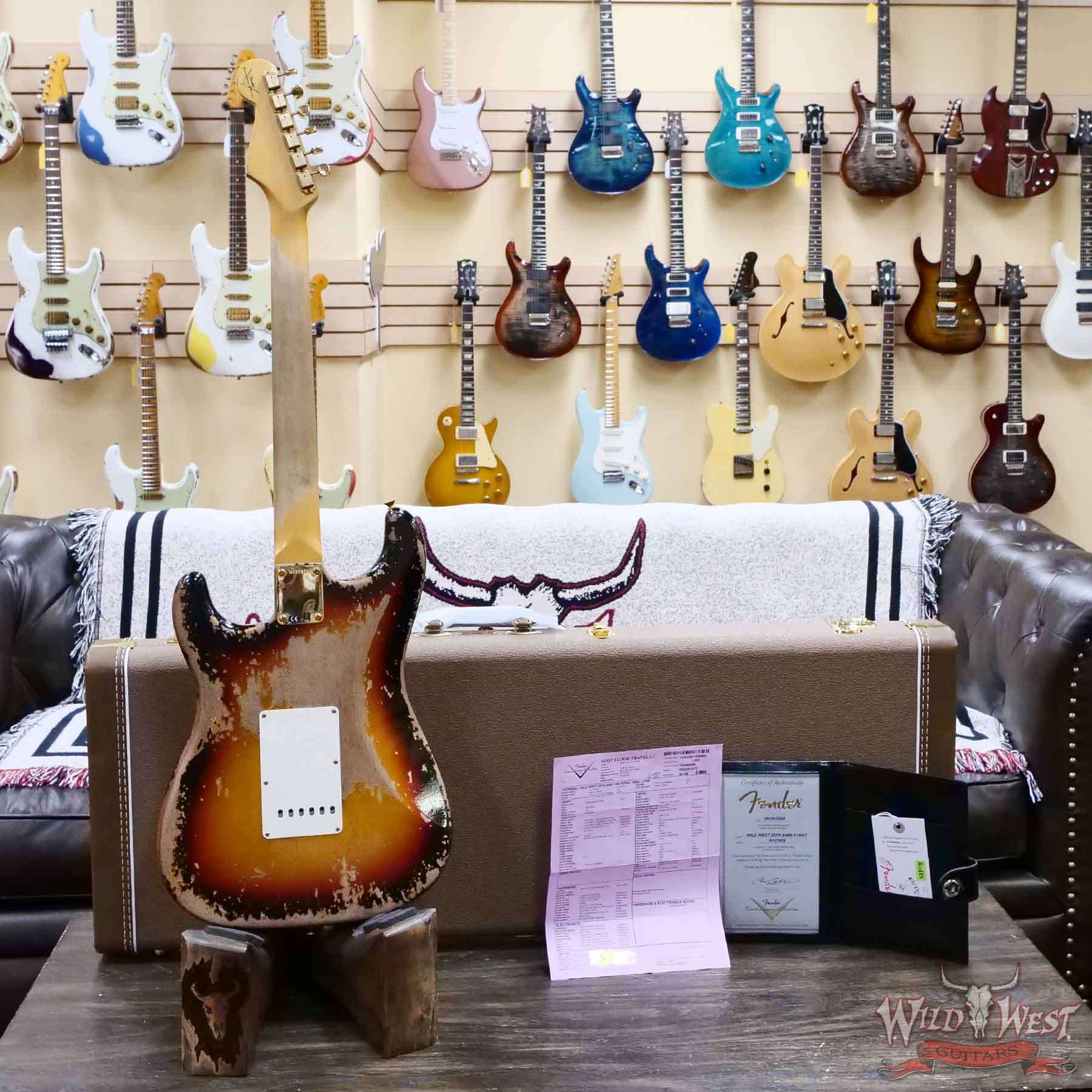 fender-r127978-d5__wwg.jpg Fender Custom Shop Wild West Guitars 25th Anniversary 1960 Stratocaster Madagascar Rosewood Fretboard Heavy Relic 3 Tone Sunburst 7.65 LBS - Image 9