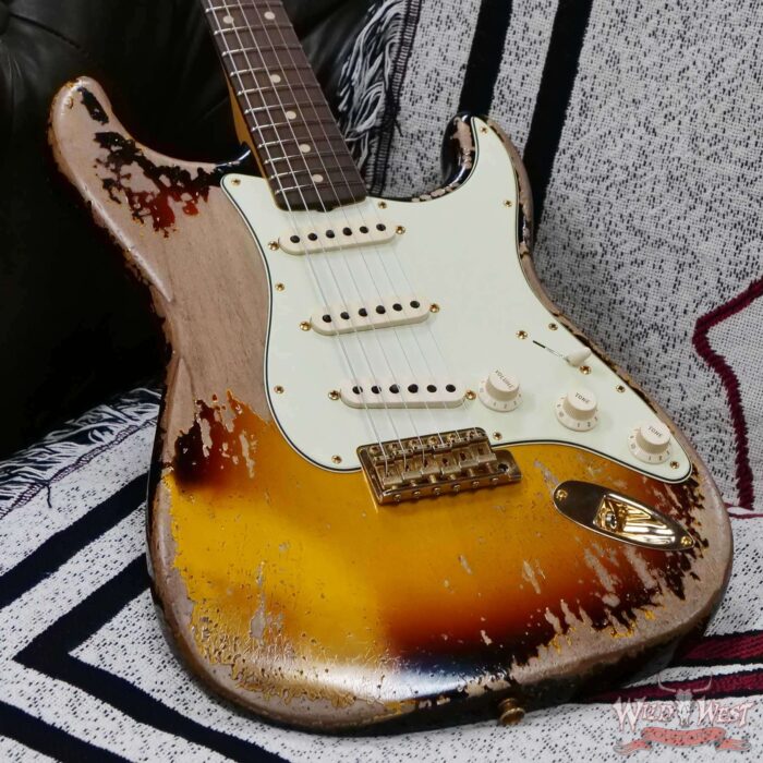 Fender Custom Shop Wild West Guitars 25th Anniversary 1960 Stratocaster Madagascar Rosewood Fretboard Heavy Relic 3 Tone Sunburst 7.65 LBS - Image 8