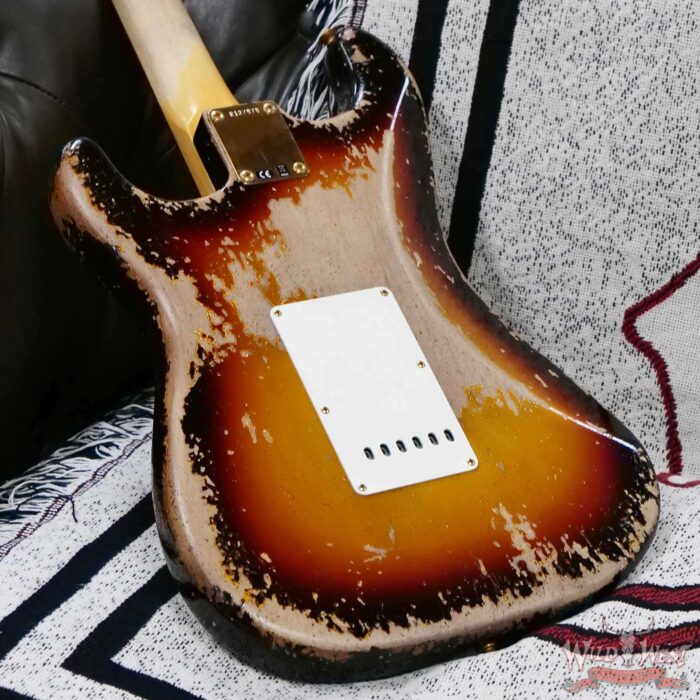 Fender Custom Shop Wild West Guitars 25th Anniversary 1960 Stratocaster Madagascar Rosewood Fretboard Heavy Relic 3 Tone Sunburst 7.65 LBS - Image 11