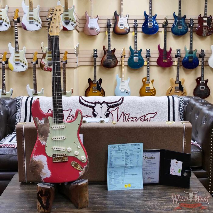 Fender Custom Shop Wild West Guitars 25th Anniversary 1960 Stratocaster Madagascar Rosewood Fretboard Heavy Relic Fiesta Red 7.65 LBS - Image 7