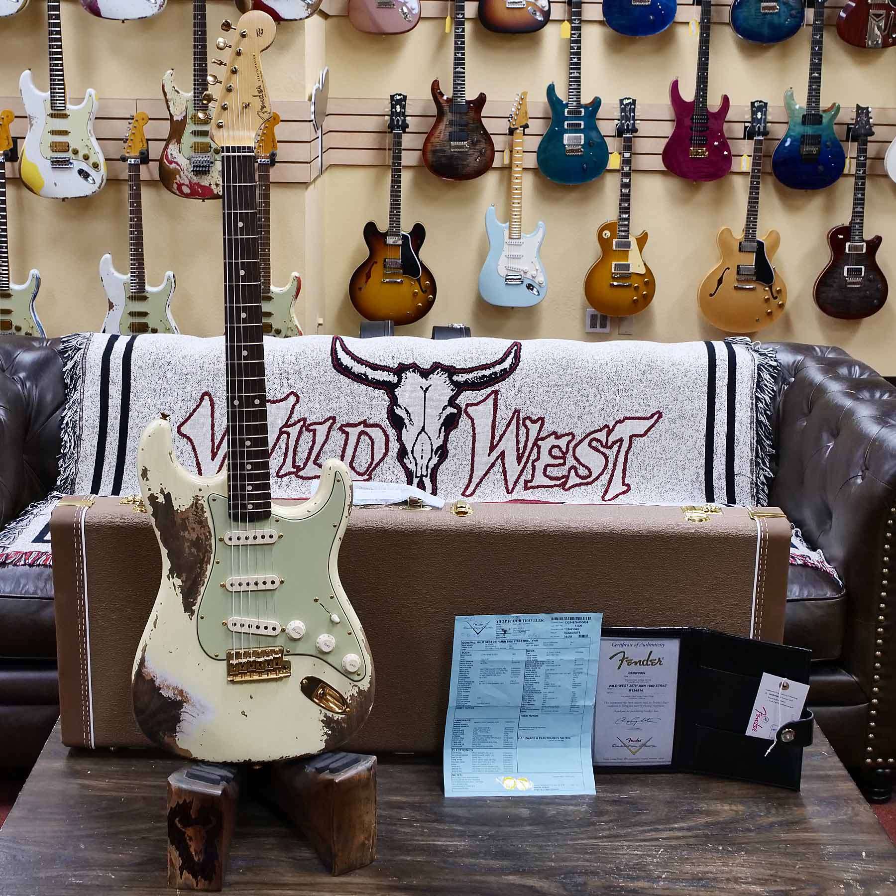 fender-r134514-d1__wwg.jpg Fender Custom Shop Wild West Guitars 25th Anniversary 1960 Stratocaster Madagascar Rosewood Fretboard Heavy Relic Vintage White 7.10 LBS - Image 6