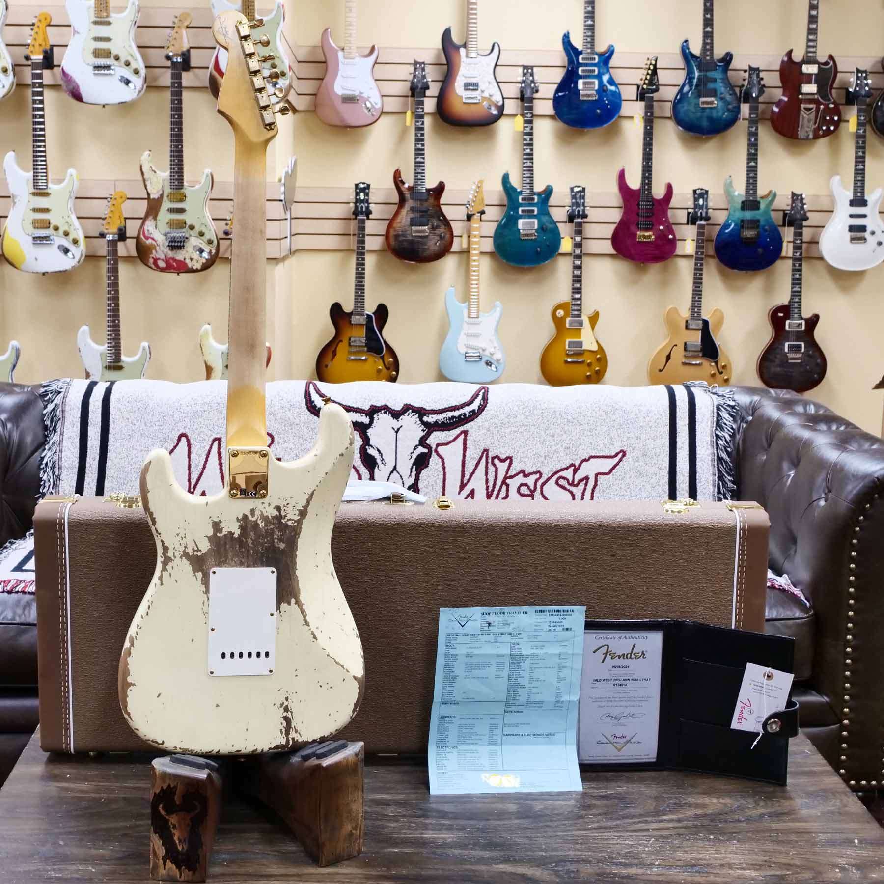 fender-r134514-d5__wwg.jpg Fender Custom Shop Wild West Guitars 25th Anniversary 1960 Stratocaster Madagascar Rosewood Fretboard Heavy Relic Vintage White 7.10 LBS - Image 11