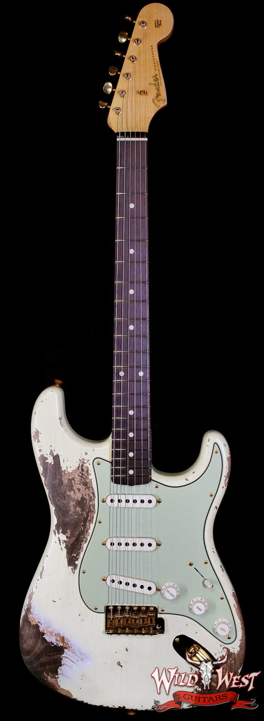 fender-r134514-main-2__wwg_large.jpg Fender Custom Shop Wild West Guitars 25th Anniversary 1960 Stratocaster Madagascar Rosewood Fretboard Heavy Relic Vintage White 7.10 LBS - Image 1