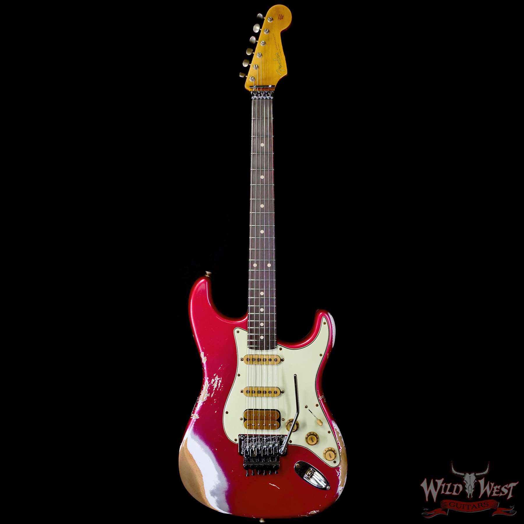 fender-r134716-c1__wwg.jpg Fender Custom Shop Wild West Pink Lightning Stratocaster HSS Floyd Rose Rosewood Board 22 Frets Heavy Relic Lipstick Pink Metallic 8.20 LBS - Image 3