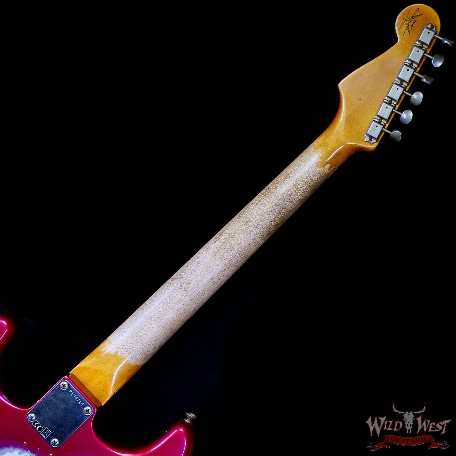 fender-r134716-c3__wwg.jpg Fender Custom Shop Wild West Pink Lightning Stratocaster HSS Floyd Rose Rosewood Board 22 Frets Heavy Relic Lipstick Pink Metallic 8.20 LBS - Image 5
